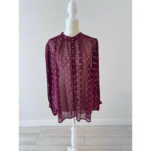 Anthropologie Moulinette Soeurs Allegra Foil Printed Button Down Blouse Sz mediu